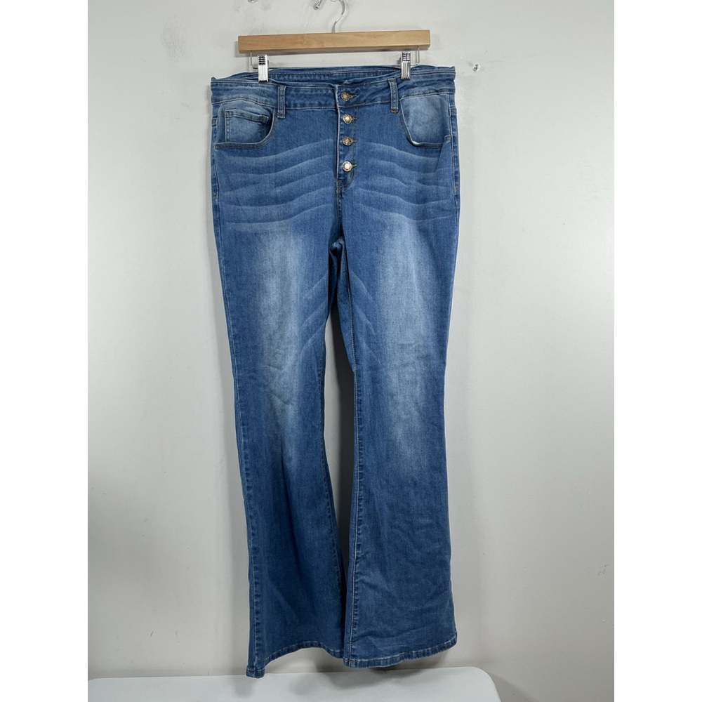 Womans Excellent Condition Kunmi 16 Flared Blue Jeans Button Fly